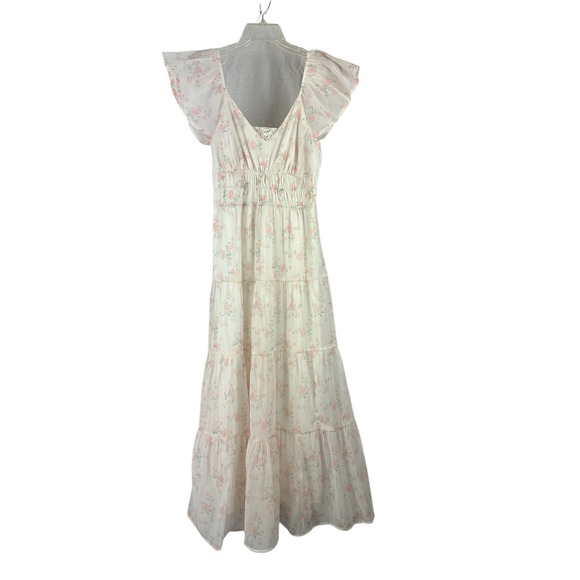 Storia Floral Maxi Dress Sz M Sheer Cottage Feminine Garden Prairie Lagenlook - Picture 8 of 13